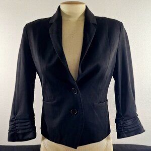 Express Classic Black 3/4 Ruched Sleeve Stretch Blazer Jacket Women's 4